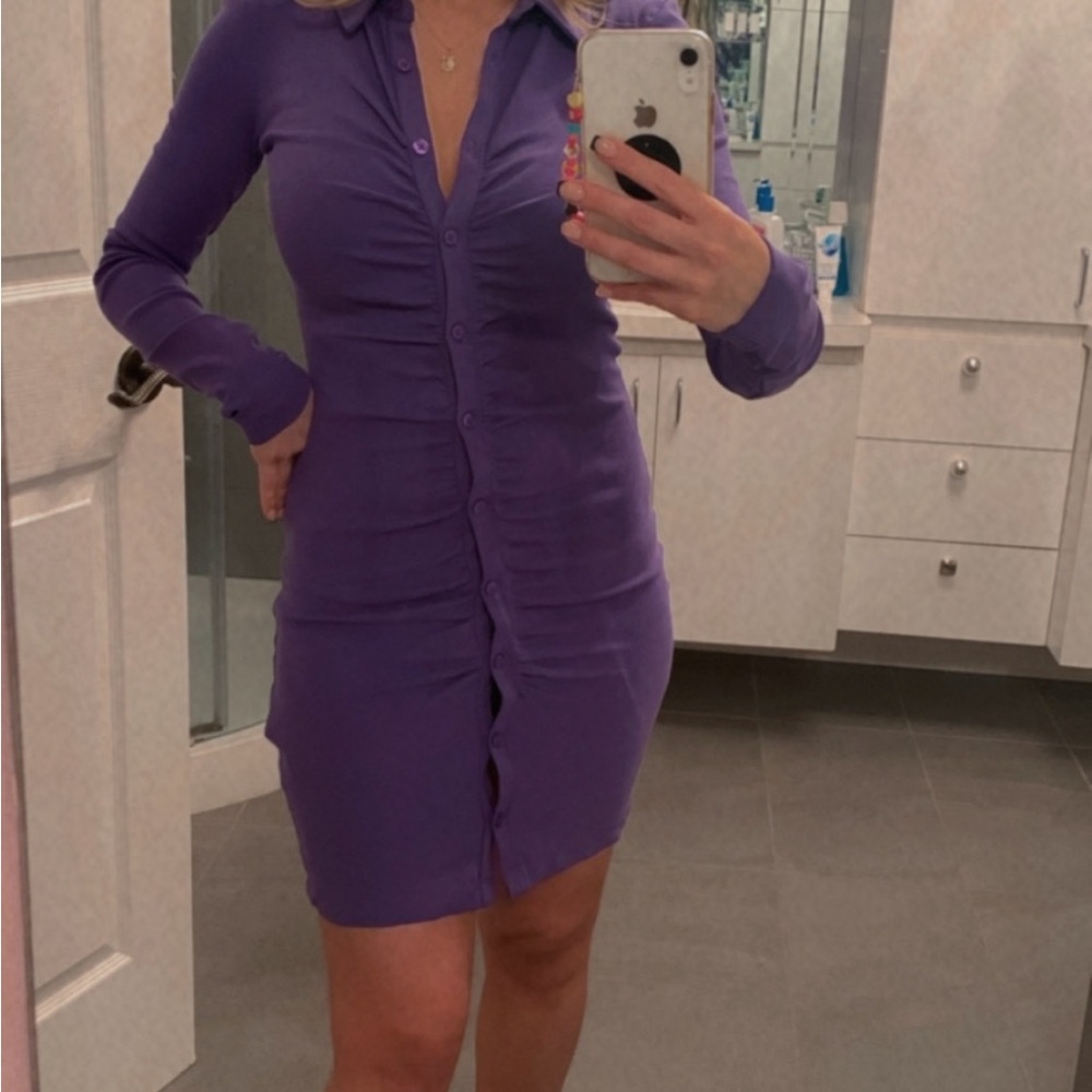 Purple Button-Up Dress